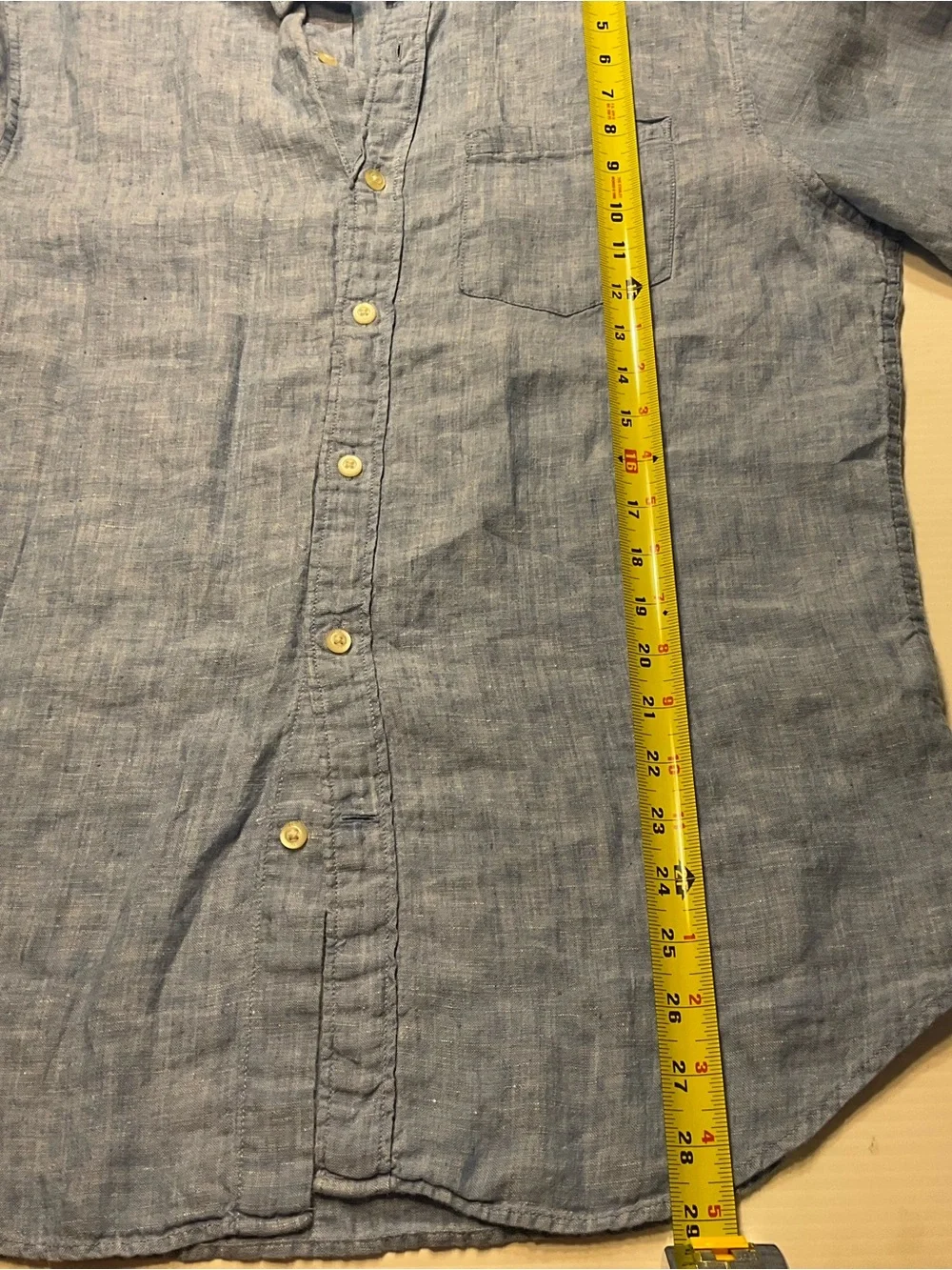 Banana Republic Linen Button Down Shirt Blue Camden Fit Men Sz M